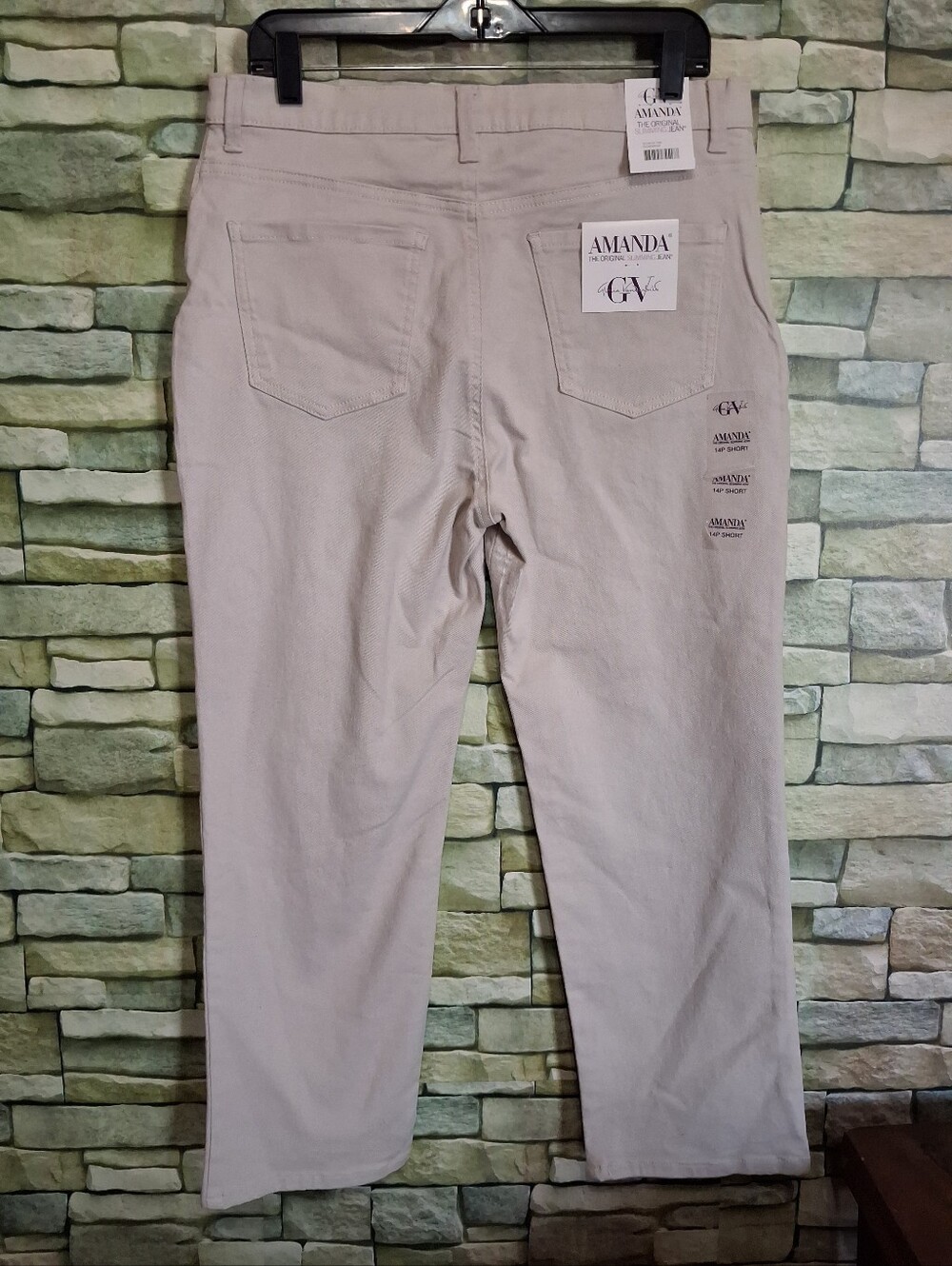 Gloria Vanderbilt Straight Leg Pants Light Beige 14 Short - Picture 4 of 8